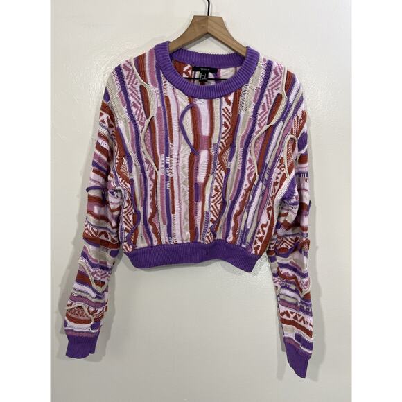 Y2K Coogi Style 3D Knit Sweater S 90s Maximalist Retro Chunky Knit Dopamine Art - Picture 1 of 12
